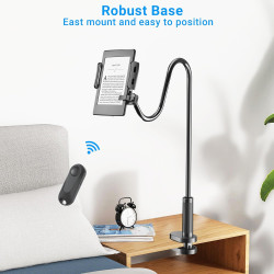 Support de tablette de chevet pour lecture Kindle au lit avec tourne-page à distance, support de bureau mains libres col de cygn