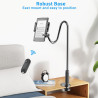 Support de tablette de chevet pour lecture Kindle au lit avec tourne-page à distance, support de bureau mains libres col de cygn