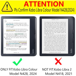 Dmluna étui pour kobo libra colour 7" (modèle n428 2024) - coque légère en cuir pu de qualité supérieure avec support origami et