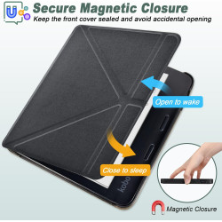 DMLuna Étui pour Kobo Libra Colour 7" (Modèle N428 2024) - Coque légère en Cuir PU de qualité supérieure avec Support Origami et