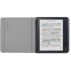 Étui Porte-Stylet pour Kobo Libra Colour | Noir| Technologie de Mise en Veille/réveil | Support intégré à 2 Positions | Cuir vég