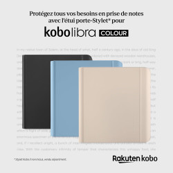 Étui Porte-Stylet pour Kobo Libra Colour | Noir| Technologie de Mise en Veille/réveil | Support intégré à 2 Positions | Cuir vég