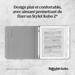 Étui Porte-Stylet pour Kobo Libra Colour | Noir| Technologie de Mise en Veille/réveil | Support intégré à 2 Positions | Cuir vég