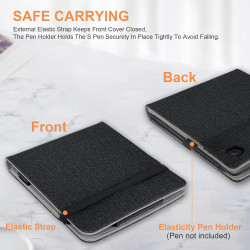pour Kobo Libra Colour Étui avec Porte-Stylo,Sommeil Housse pour Kobo Libra 2 Coque avec Dragonne,Noir