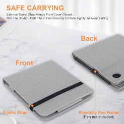 pour Kobo Libra Colour Étui avec Porte-Stylo,Sommeil Housse pour Kobo Libra 2 Coque avec Dragonne,Gris
