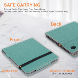 pour Kobo Libra Colour Étui avec Porte-Stylo,Sommeil Housse pour Kobo Libra 2 Coque avec Dragonne,Vert