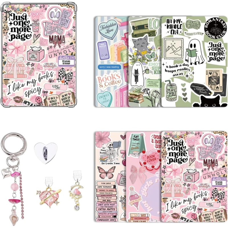 Kit d’accessoires décoratifs compatibles avec kindle paperblanc (11e/12e) - inclus 2 bouchons anti-poussière usb-c avec charms, 