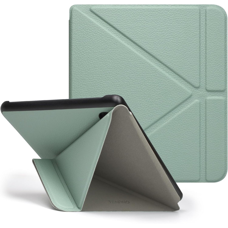 Tenano Coque Origami pour Kobo Libra Colour (Modèle : N428) Et Tolino Vision Colour 2024 avec Fonction Auto Veille/Réveil - Vert