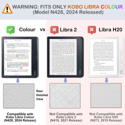 Tenano Coque Origami pour Kobo Libra Colour (Modèle : N428) Et Tolino Vision Colour 2024 avec Fonction Auto Veille/Réveil - Vert