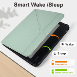 Tenano Coque Origami pour Kobo Libra Colour (Modèle : N428) Et Tolino Vision Colour 2024 avec Fonction Auto Veille/Réveil - Vert