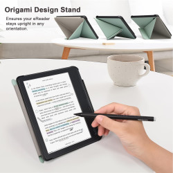 Tenano Coque Origami pour Kobo Libra Colour (Modèle : N428) Et Tolino Vision Colour 2024 avec Fonction Auto Veille/Réveil - Vert