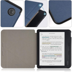 Tenano Coque Origami pour Kobo Libra Colour (Modèle : N428) Et Tolino Vision Colour 2024 avec Fonction Auto Veille/Réveil - Bleu