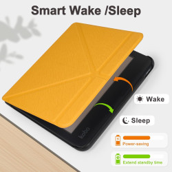 Tenano Coque Origami pour Kobo Libra Colour (Modèle : N428) Et Tolino Vision Colour 2024 avec Fonction Auto Veille/Réveil - Jaun