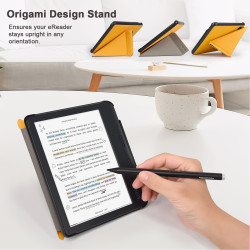 Tenano Coque Origami pour Kobo Libra Colour (Modèle : N428) Et Tolino Vision Colour 2024 avec Fonction Auto Veille/Réveil - Jaun