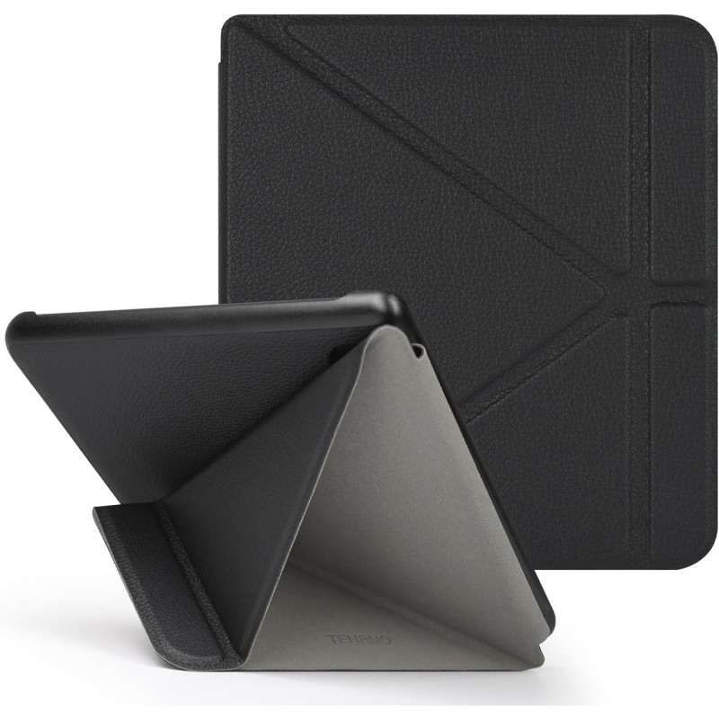 Tenano Coque Origami pour Kobo Libra Colour (Modèle : N428) Et Tolino Vision Colour 2024 avec Fonction Auto Veille/Réveil - Noir