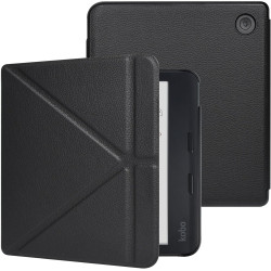 Tenano Coque Origami pour Kobo Libra Colour (Modèle : N428) Et Tolino Vision Colour 2024 avec Fonction Auto Veille/Réveil - Noir