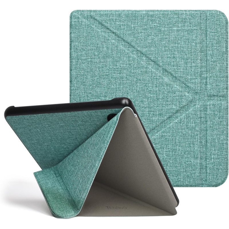 Tenano Coque Origami pour Kobo Libra Colour (Modèle : N428) Et Tolino Vision Colour 2024 avec Fonction Auto Veille/Réveil - Vert