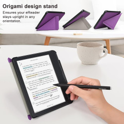 Tenano Coque Origami pour Kobo Libra Colour (Modèle : N428) Et Tolino Vision Colour 2024 avec Fonction Auto Veille/Réveil - Viol