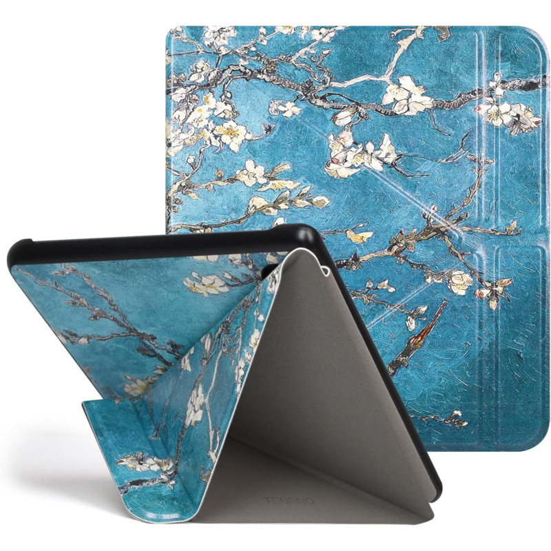 Tenano Coque Origami pour Kobo Libra Colour (Modèle : N428) Et Tolino Vision Colour 2024 avec Fonction Auto Veille/Réveil - Fleu