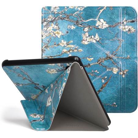 Tenano Coque Origami pour Kobo Libra Colour (Modèle : N428) Et Tolino Vision Colour 2024 avec Fonction Auto Veille/Réveil - Fleu