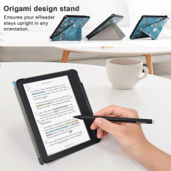 Tenano Coque Origami pour Kobo Libra Colour (Modèle : N428) Et Tolino Vision Colour 2024 avec Fonction Auto Veille/Réveil - Fleu
