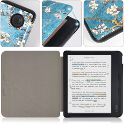 Tenano Coque Origami pour Kobo Libra Colour (Modèle : N428) Et Tolino Vision Colour 2024 avec Fonction Auto Veille/Réveil - Fleu