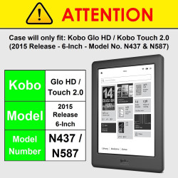 Forefront Cases Étui pour Kobo Glo HD (et Kobo Touch 2.0) (Modèle: 2015) - Mince et Léger, Fonction Automatique Veille/Réveil In