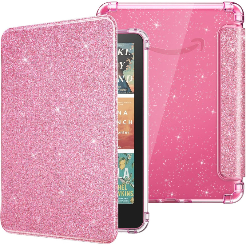 Moko coque pour 7" kindle paperblanc 12e gén 2025/2026 & kindle colorsoft 2024/2025, ultra clair souple et coque arrière paillet