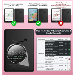 Moko coque pour 7" kindle paperblanc 12e gén 2025/2026 & kindle colorsoft 2024/2025, ultra clair souple et coque arrière paillet