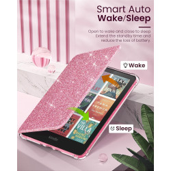 Moko coque pour 7" kindle paperblanc 12e gén 2025/2026 & kindle colorsoft 2024/2025, ultra clair souple et coque arrière paillet