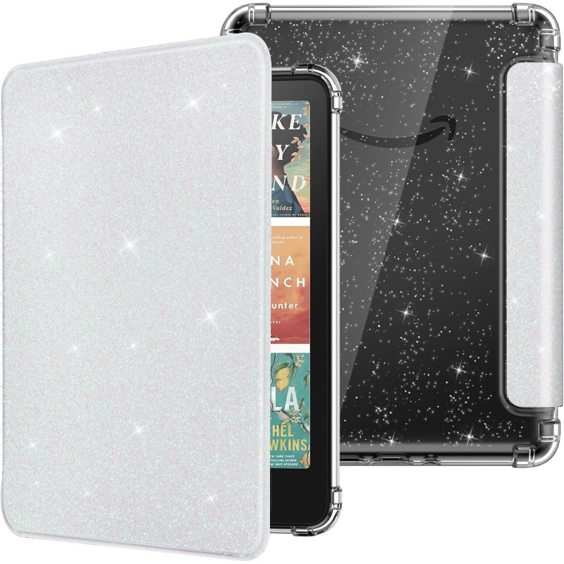 Moko coque pour 7" kindle paperblanc 12e gén 2025/2026 & kindle colorsoft 2024/2025, ultra clair souple et coque arrière paillet