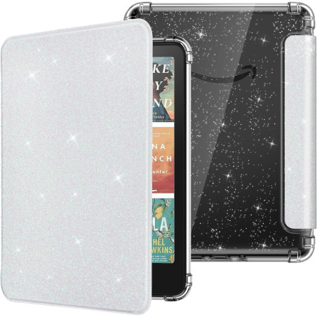 Moko coque pour 7" kindle paperblanc 12e gén 2025/2026 & kindle colorsoft 2024/2025, ultra clair souple et coque arrière paillet