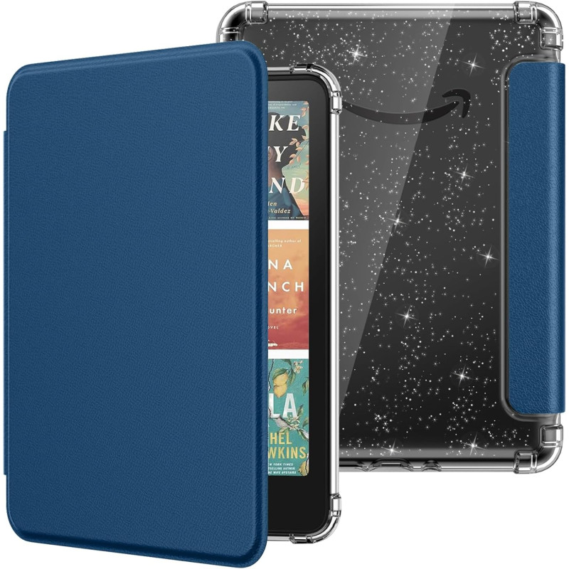 Moko coque pour 7" kindle paperblanc 12e gén 2025/2026 & kindle colorsoft 2024/2025, ultra clair souple et coque arrière paillet