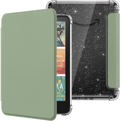 Moko coque pour 7" kindle paperblanc 12e gén 2025/2026 & kindle colorsoft 2024/2025, ultra clair souple et coque arrière paillet