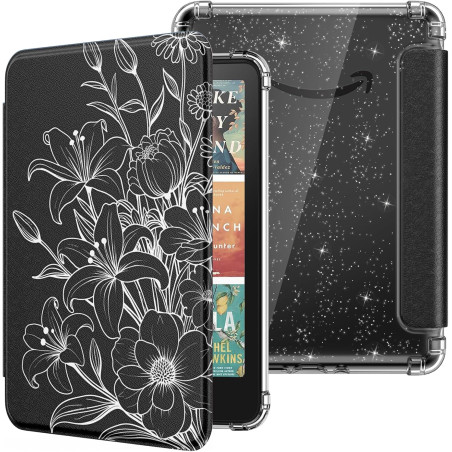 Moko coque pour 7" kindle paperblanc 12e gén 2025/2026 & kindle colorsoft 2024/2025, ultra clair souple et coque arrière paillet