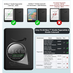 Moko coque pour 7" kindle paperblanc 12e gén 2025/2026 & kindle colorsoft 2024/2025, ultra clair souple et coque arrière paillet