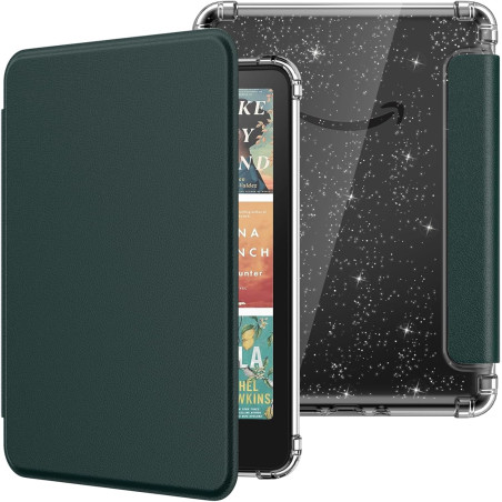 Moko coque pour 7" kindle paperblanc 12e gén 2025/2026 & kindle colorsoft 2024/2025, ultra clair souple et coque arrière paillet