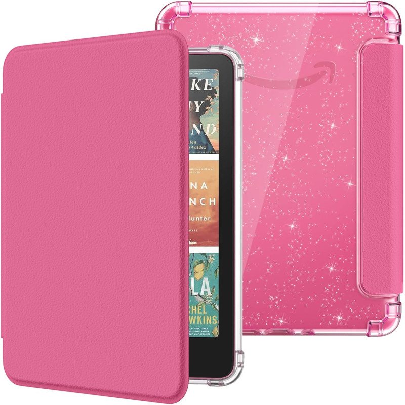 Moko coque pour 7" kindle paperblanc 12e gén 2025/2026 & kindle colorsoft 2024/2025, ultra clair souple et coque arrière paillet