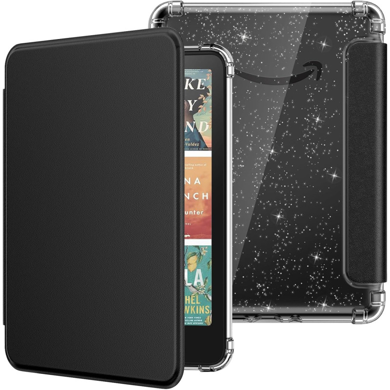 Moko coque pour 7" kindle paperblanc 12e gén 2025/2026 & kindle colorsoft 2024/2025, ultra clair souple et coque arrière paillet
