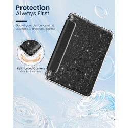 Moko coque pour 7" kindle paperblanc 12e gén 2025/2026 & kindle colorsoft 2024/2025, ultra clair souple et coque arrière paillet