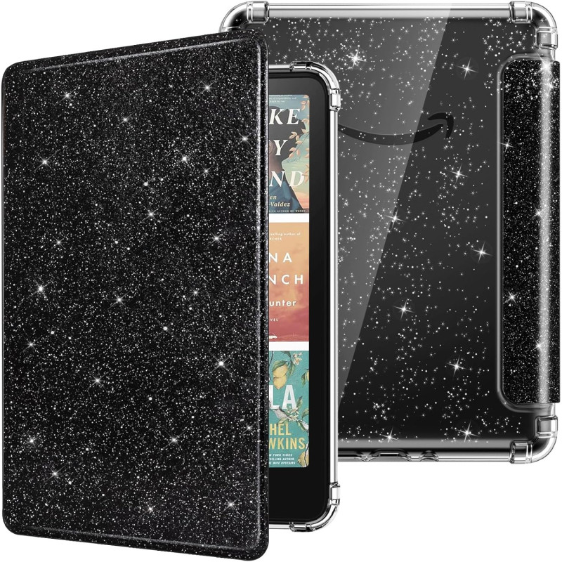 Moko coque pour 7" kindle paperblanc 12e gén 2025/2026 & kindle colorsoft 2024/2025, ultra clair souple et coque arrière paillet