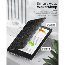 Moko coque pour 7" kindle paperblanc 12e gén 2025/2026 & kindle colorsoft 2024/2025, ultra clair souple et coque arrière paillet