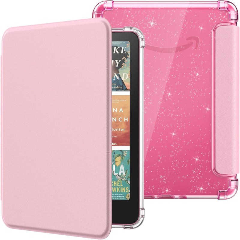 Moko coque pour 7" kindle paperblanc 12e gén 2025/2026 & kindle colorsoft 2024/2025, ultra clair souple et coque arrière paillet