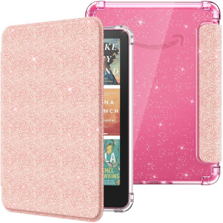 Moko coque pour 7" kindle paperblanc 12e gén 2025/2026 & kindle colorsoft 2024/2025, ultra clair souple et coque arrière paillet