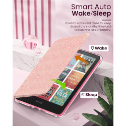 Moko coque pour 7" kindle paperblanc 12e gén 2025/2026 & kindle colorsoft 2024/2025, ultra clair souple et coque arrière paillet