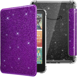 Moko coque pour 7" kindle paperblanc 12e gén 2025/2026 & kindle colorsoft 2024/2025, ultra clair souple et coque arrière paillet