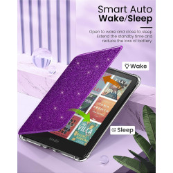 Moko coque pour 7" kindle paperblanc 12e gén 2025/2026 & kindle colorsoft 2024/2025, ultra clair souple et coque arrière paillet