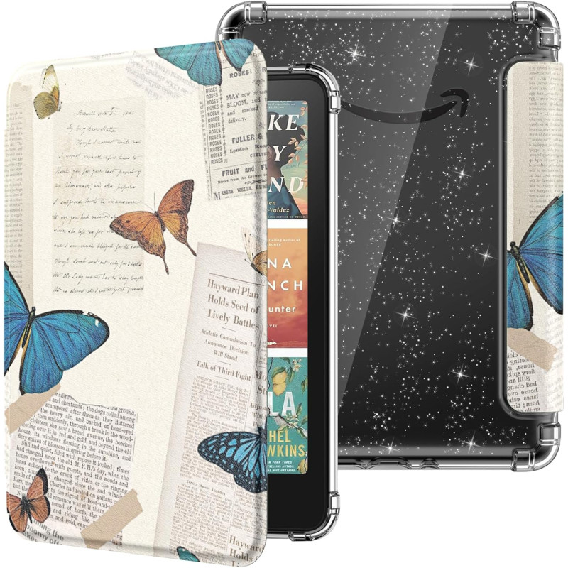 Moko coque pour 7" kindle paperblanc 12e gén 2025/2026 & kindle colorsoft 2024/2025, ultra clair souple et coque arrière paillet