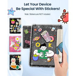 Moko coque pour 7" kindle paperblanc 12e gén 2025/2026 & kindle colorsoft 2024/2025, ultra clair souple et coque arrière paillet