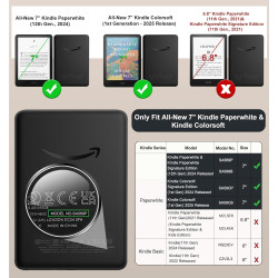 Moko coque pour 7" kindle paperblanc 12e gén 2025/2026 & kindle colorsoft 2024/2025, ultra clair souple et coque arrière paillet
